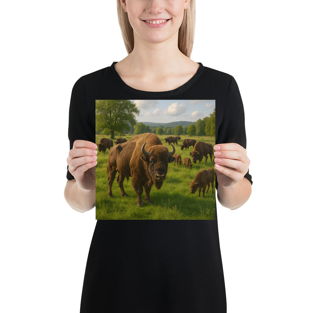 „Majestätischer Wisent im Profil – Naturposter auf Premiumdruckpapier“