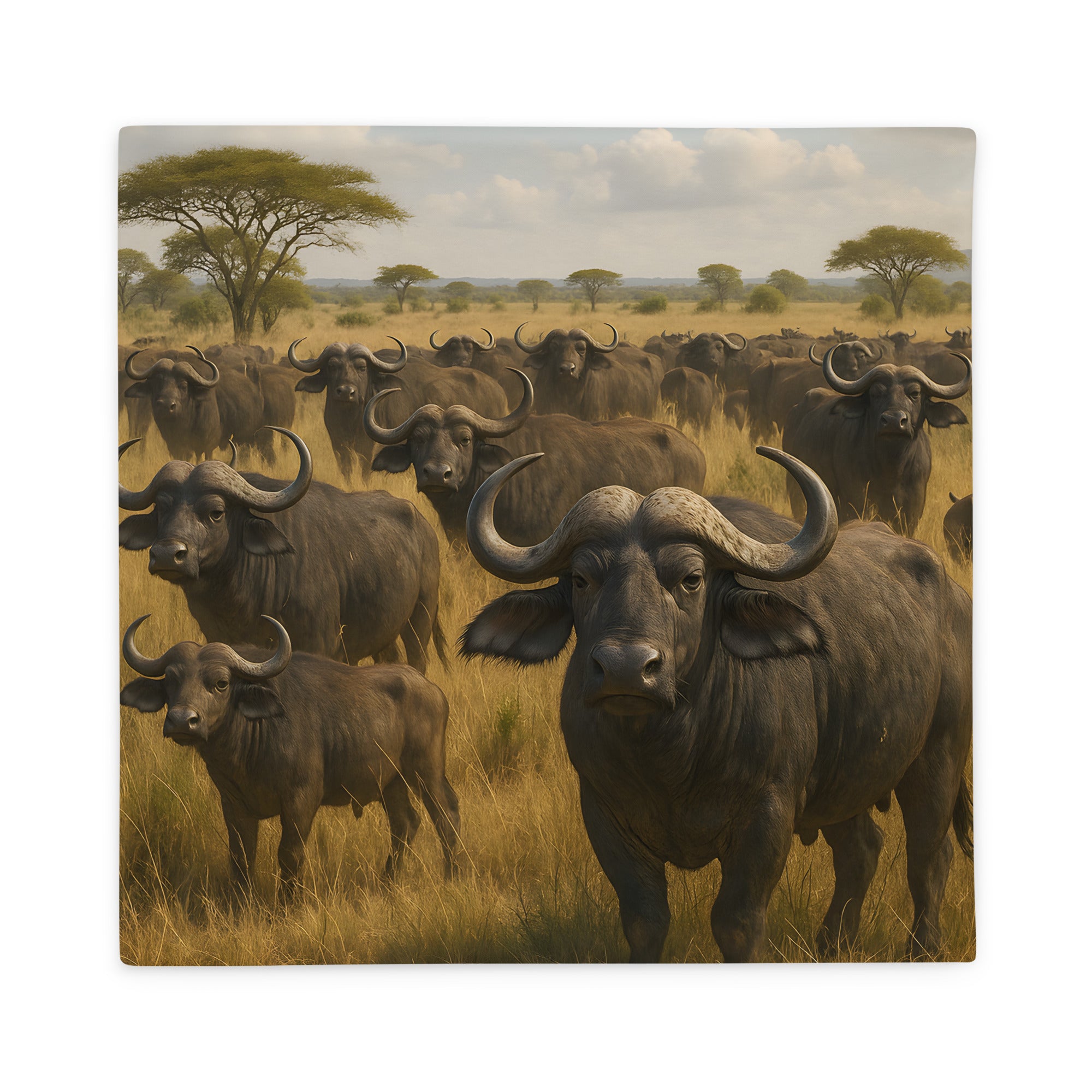 Maschinenwaschbarer Kissenbezug mit Waldbüffel-Motiv im Wohnzimmer