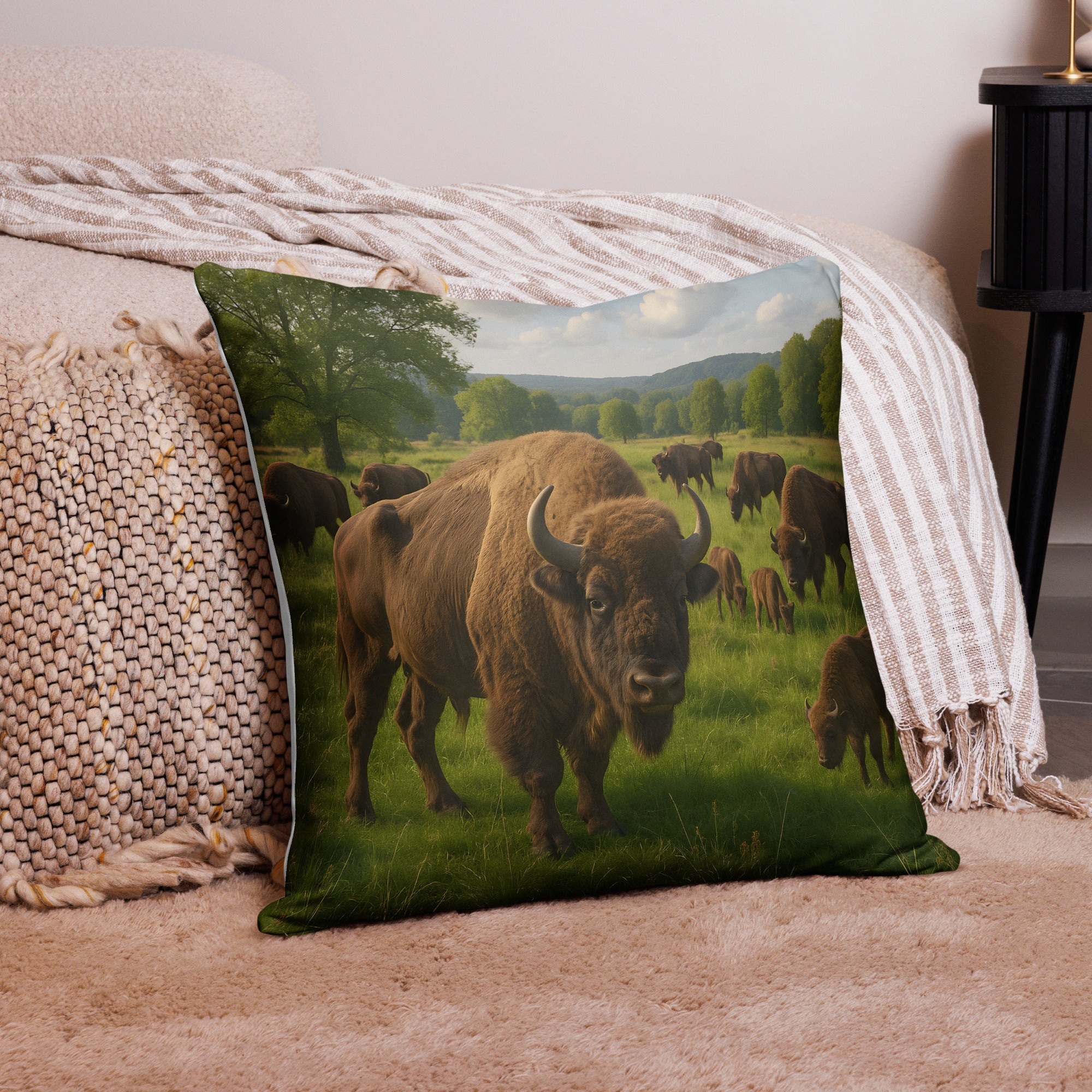 Maschinenwaschbarer Wisent Kissenbezug – Stoffstruktur 220–250 g/m²