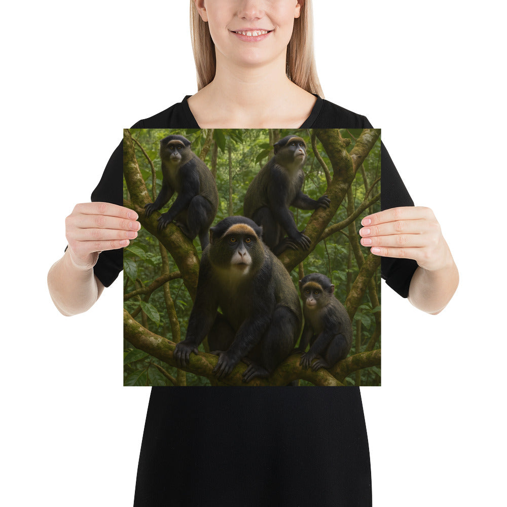 Meerkatzen Poster – hochwertiger Kunstdruck auf Premiumpapier, Tiermotiv Naturdeko