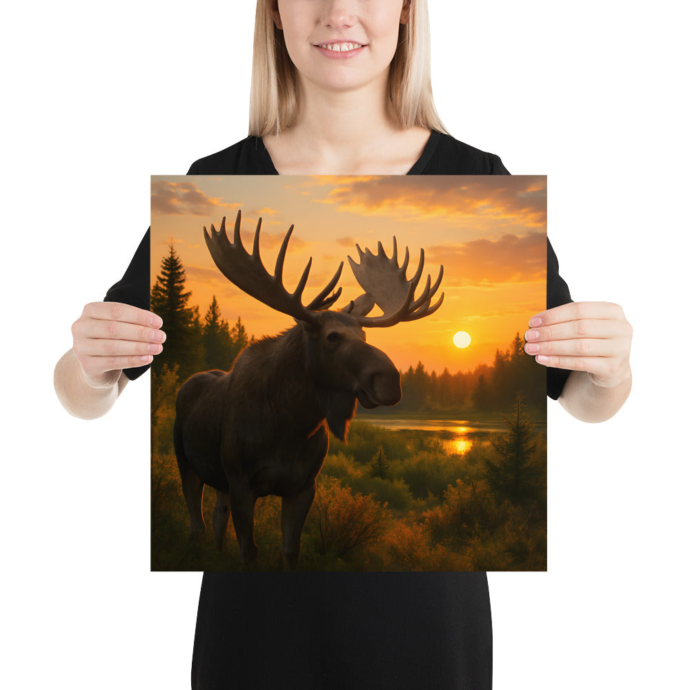 „Minimalistisches Elch Poster im Nordic-Design für Wohnzimmer und Büro.“