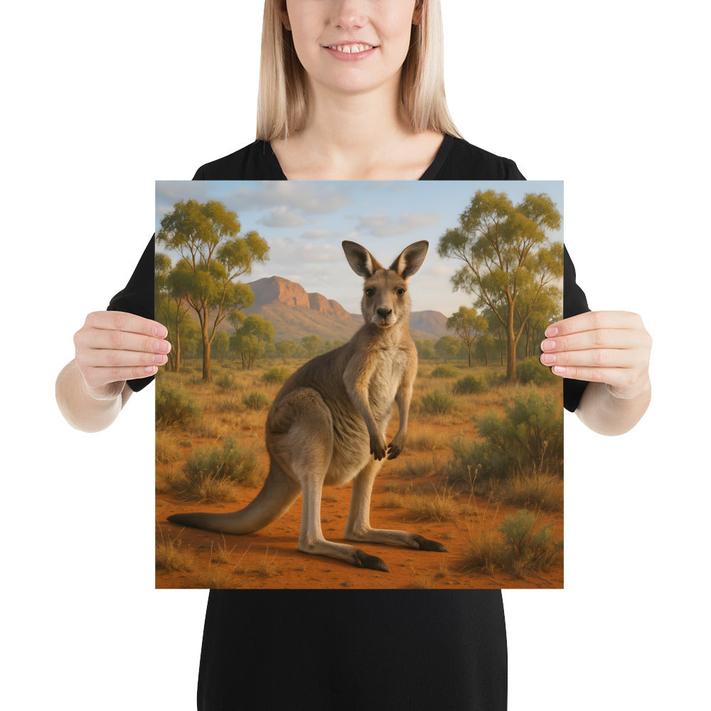 Modernes Tierposter mit Känguru auf japanischem Premiumpapier