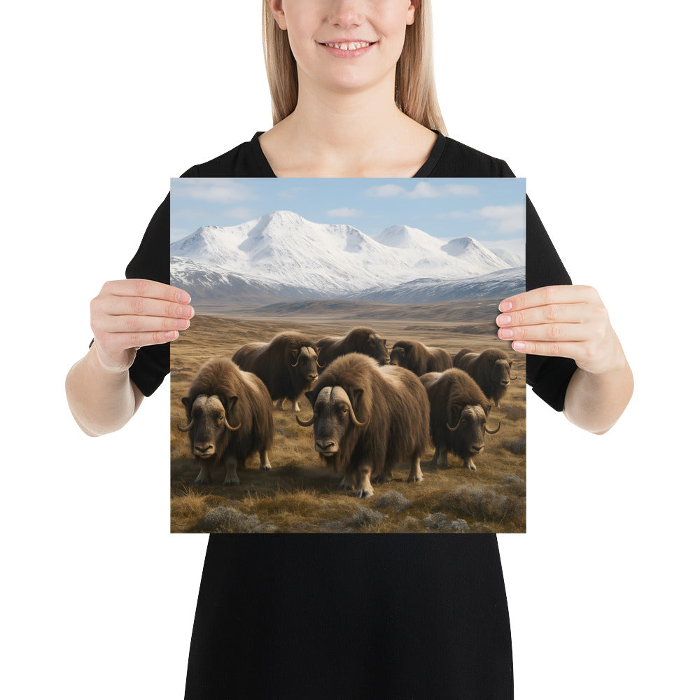 “Moschusochsen-Kunstdruck mit kräftigen Kontrasten und japanischem Qualitätspapier”