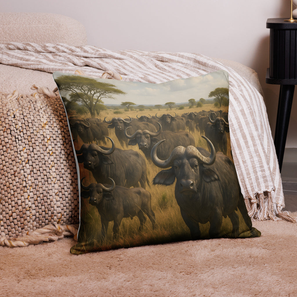 Nahaufnahme Stofftextur Waldbüffel Kissenbezug aus Polyester