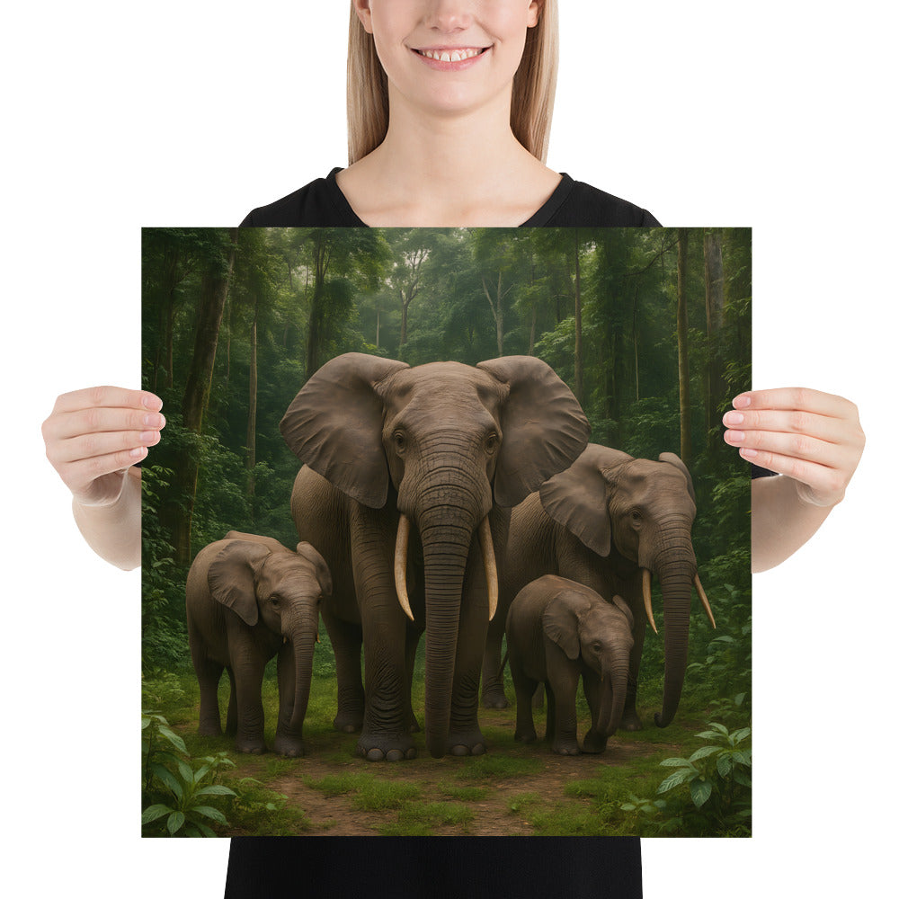 Nahaufnahme Waldelefant Motiv – Kunstdruck auf 189 g/m² Papier aus Japan