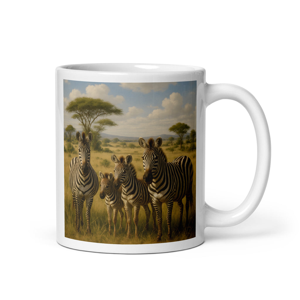 Nahaufnahme Zebramuster auf Keramiktasse – Zebra Design schwarz-weiß