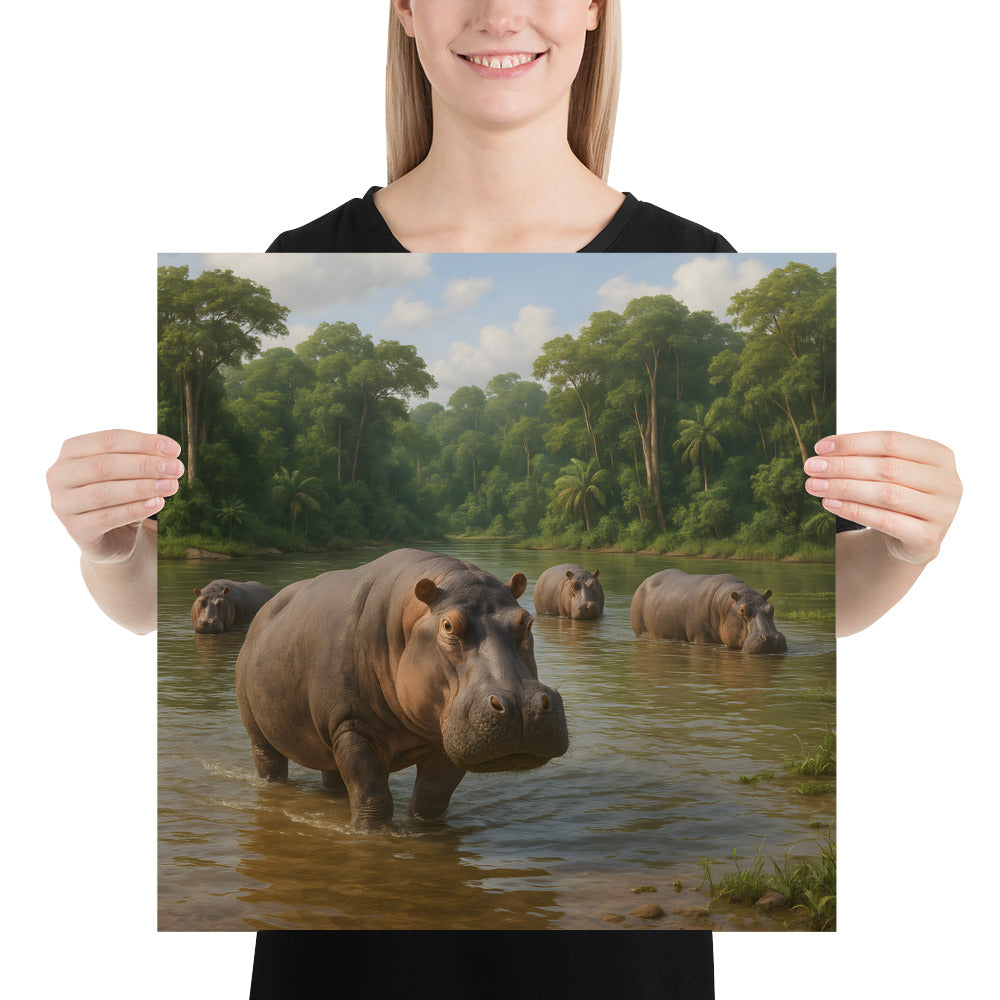 Nahaufnahme der feinen Papierstruktur des Flussposter-Drucks