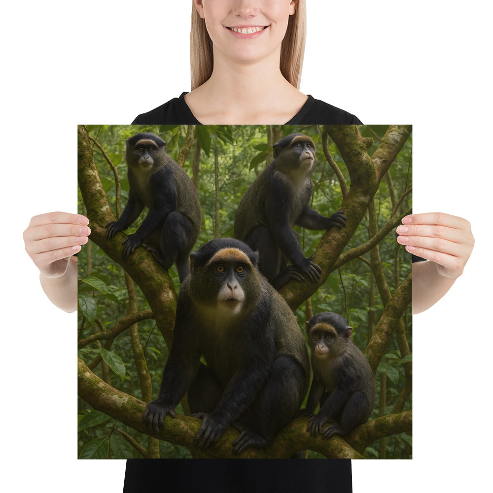 Nahaufnahme des Tiermotivs Meerkatze auf Premium-Kunstdruckpapier