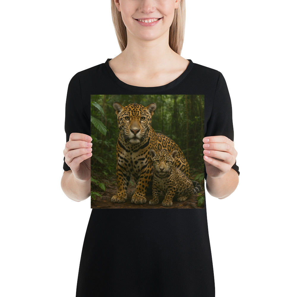 „Nahaufnahme eines Jaguarposters mit kräftigen Farben und scharfen Konturen“