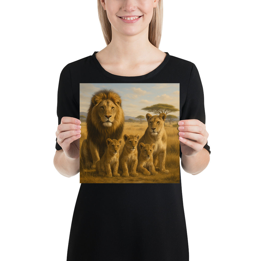 Nahaufnahme vom Löwenkopf auf Kunstdruckpapier – detailreiches Tiermotiv