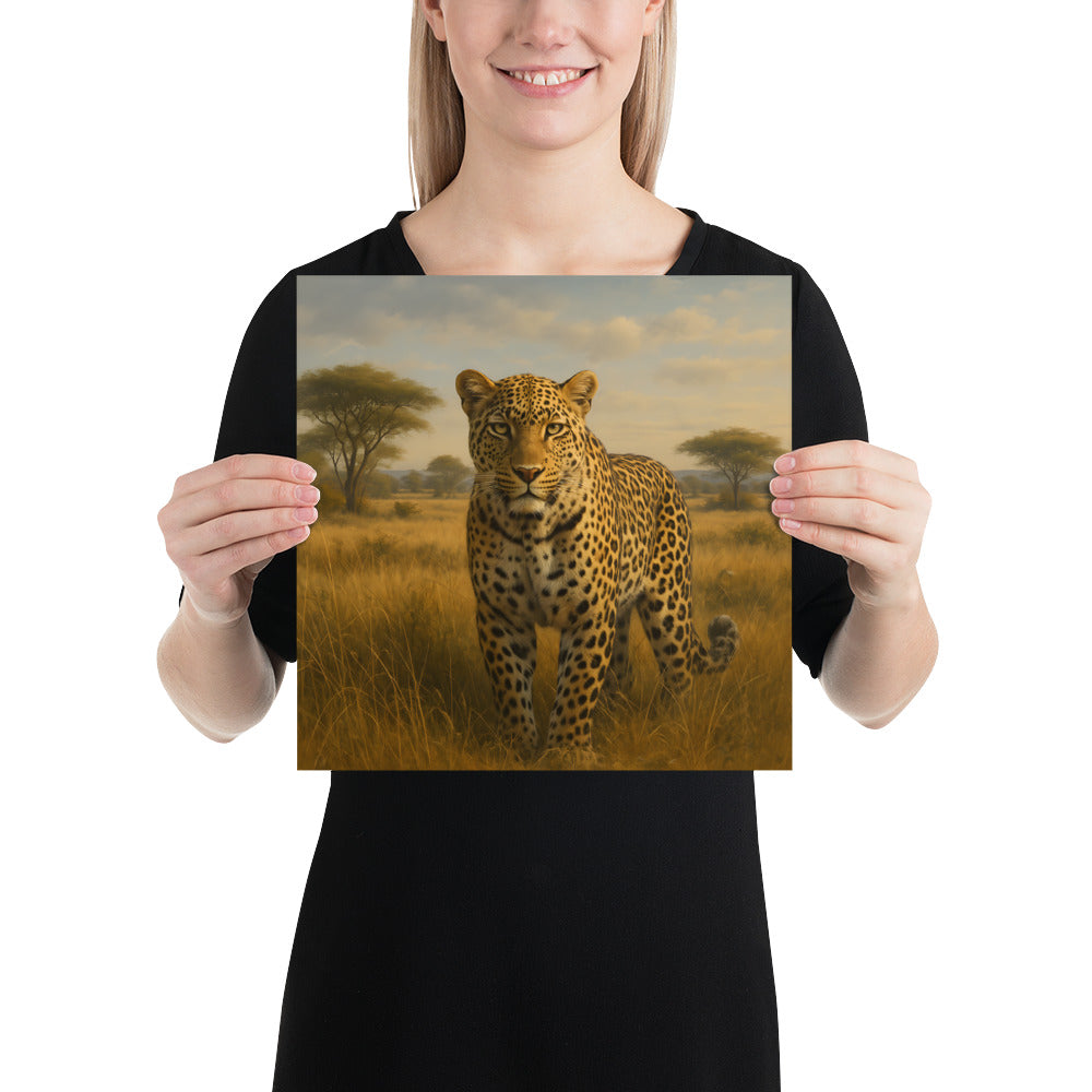 Nahaufnahme vom Leopardenkopf auf Poster – detailreiche Tierillustration