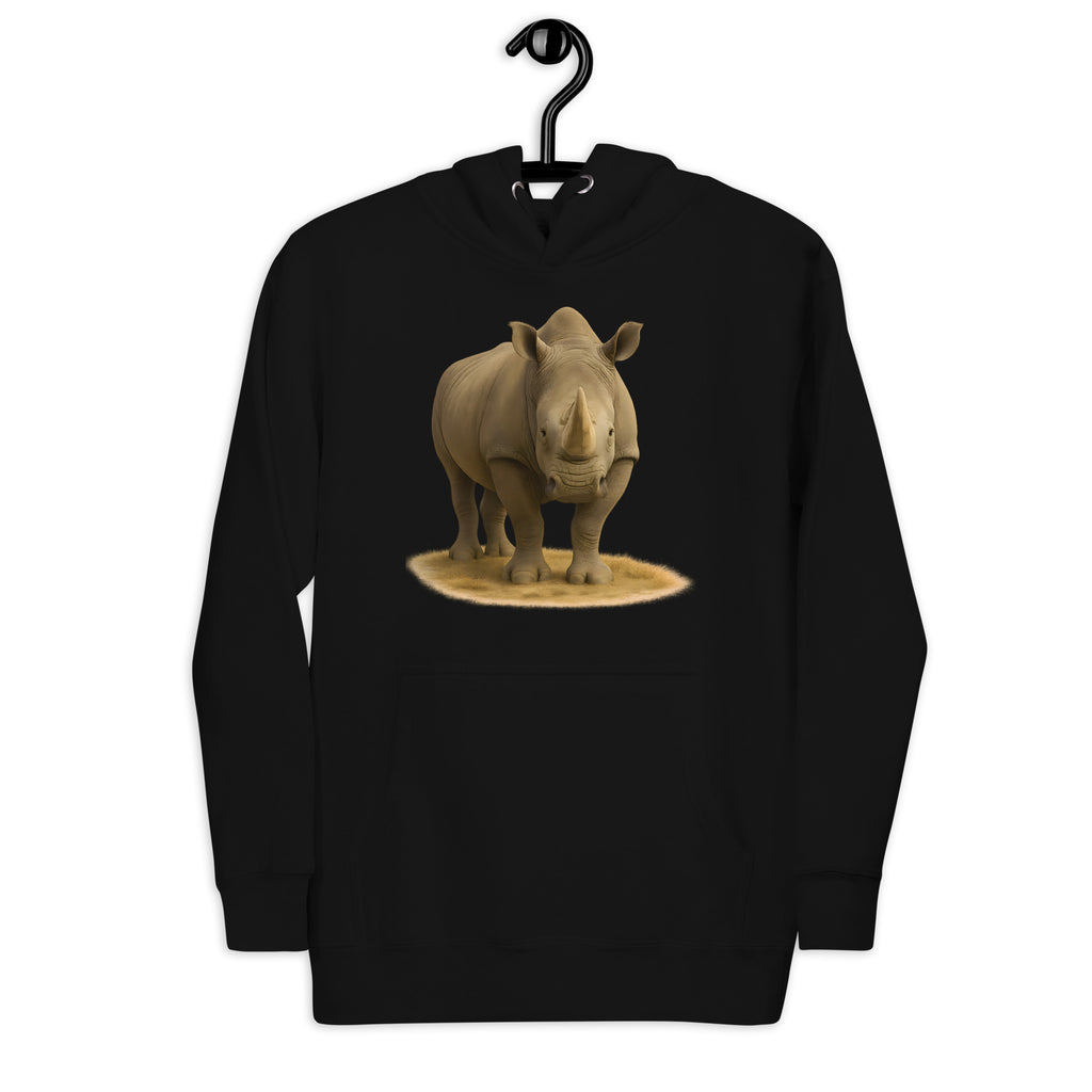 Nashorn Hoodie in schwarzer Farbe – Frontansicht