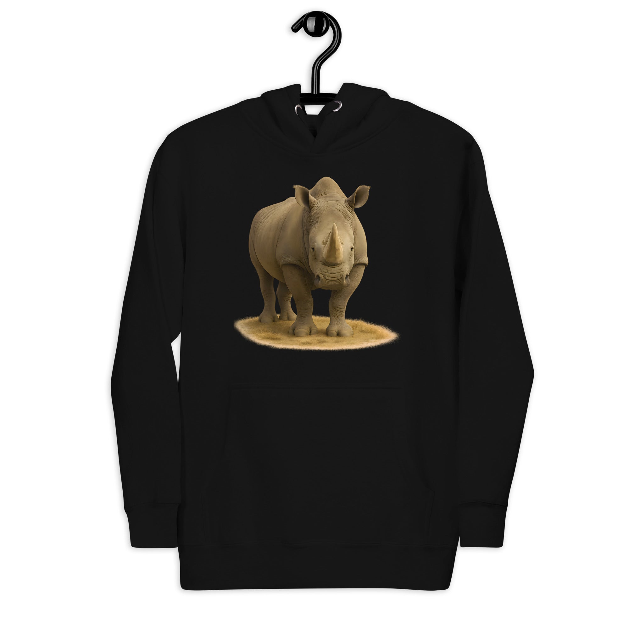 Nashorn Hoodie in schwarzer Farbe – Frontansicht