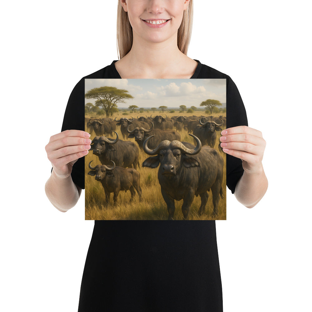 Naturfotografie Wasserbüffel – Detailansicht des Kunstdrucks