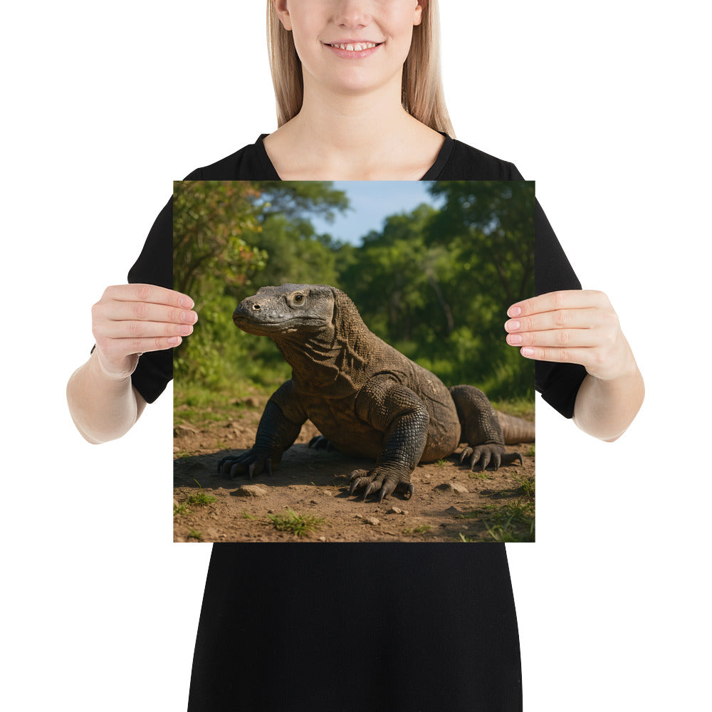 Naturgetreue Komodowaran Illustration als Wanddekoration