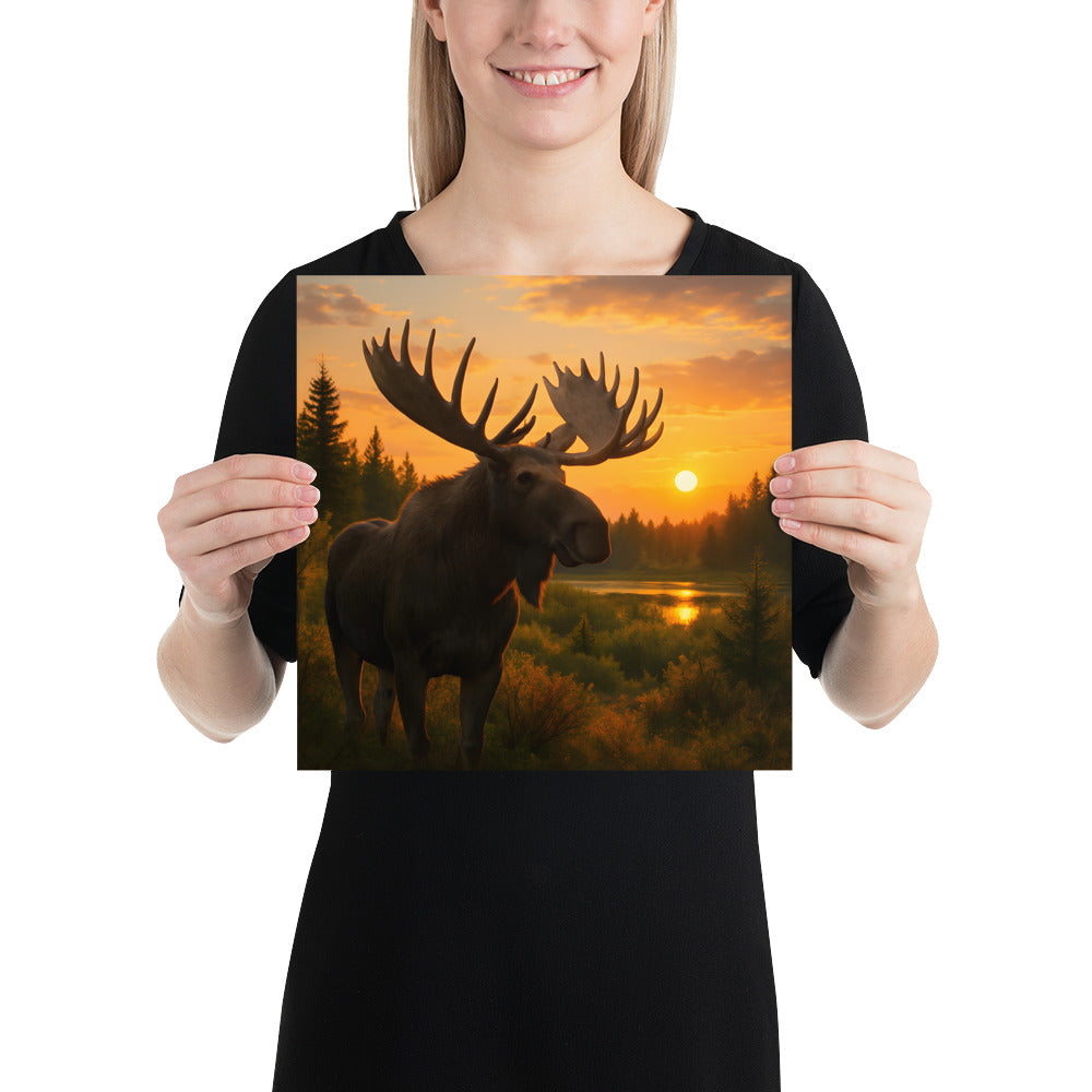 „Naturgetreues Elchporträt als stilvolles Poster für moderne Innenräume.“