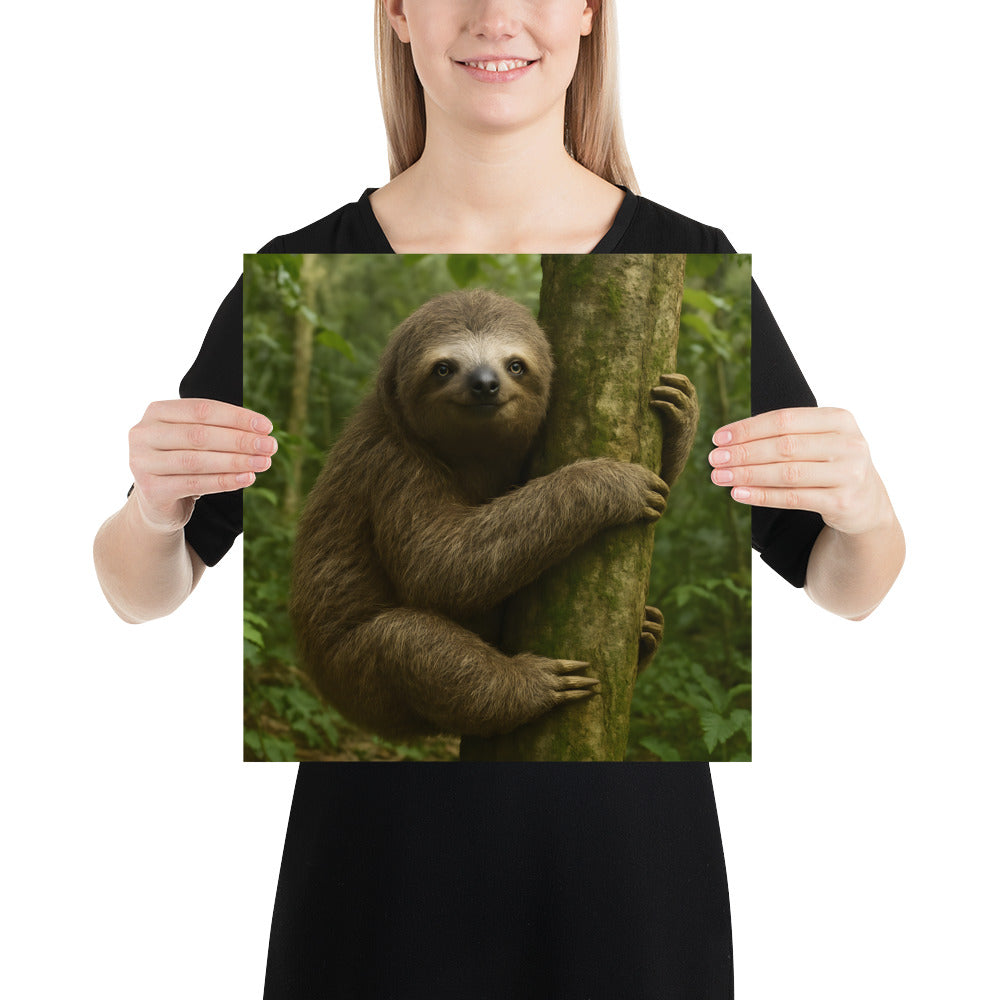 Niedliches Faultier hängend am Ast als liebevolle Tierillustration