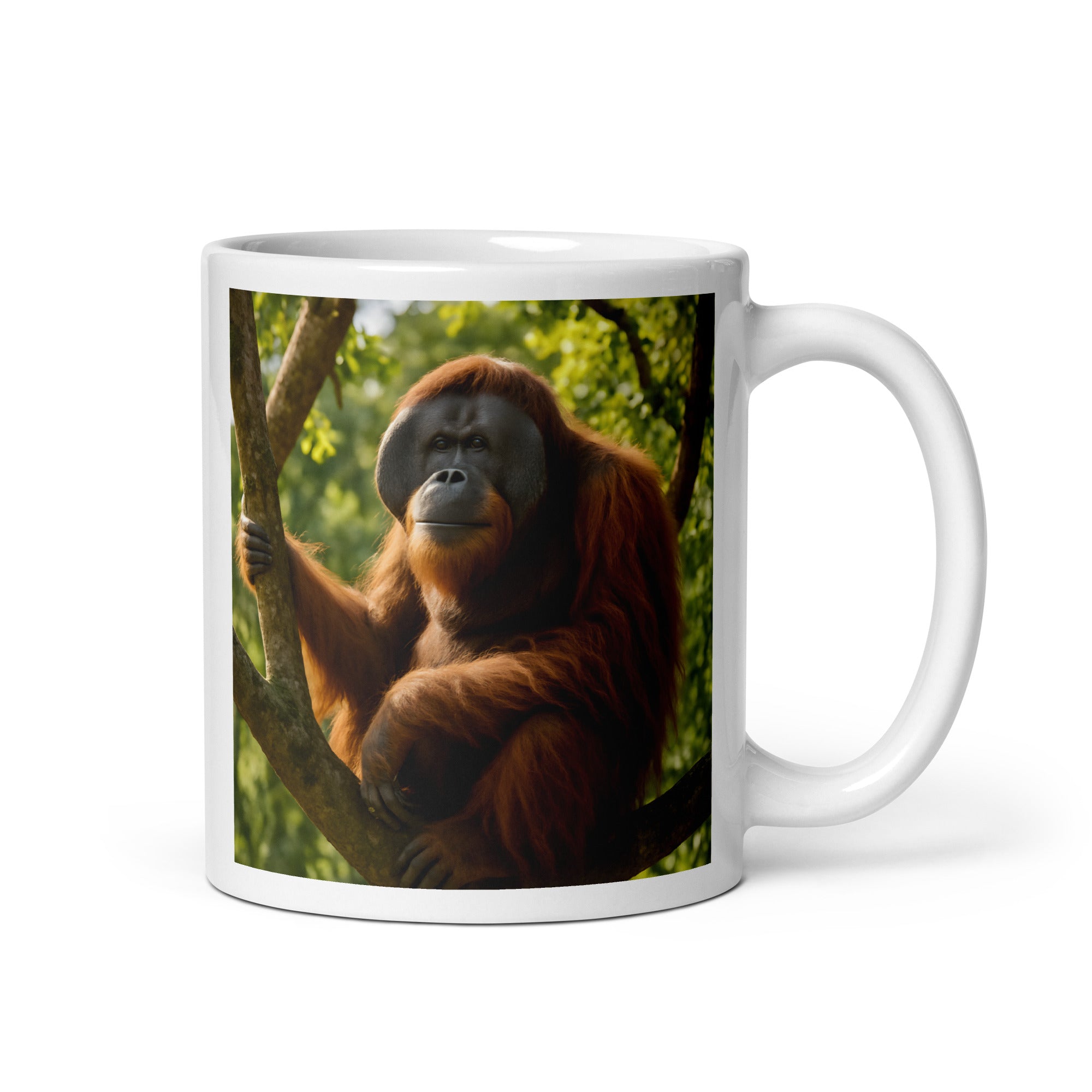 Orang-Utan Kaffeetasse aus Keramik, 11 oz, mit Tiermotiv – Vorderansicht