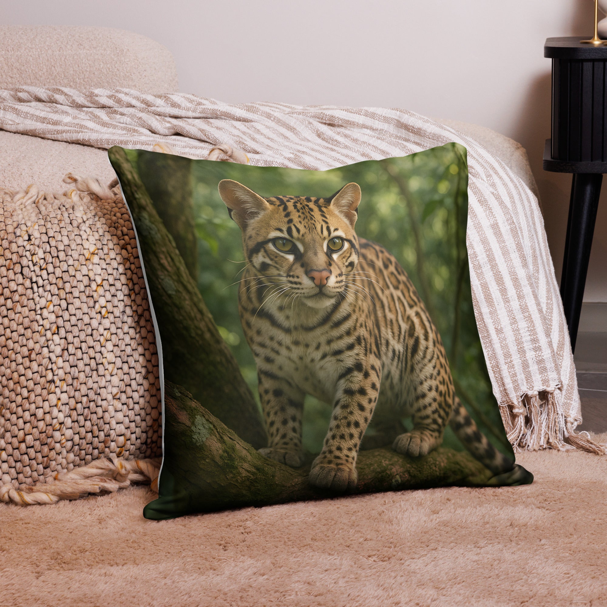 Ozelot Design Kissenbezug auf Sofa