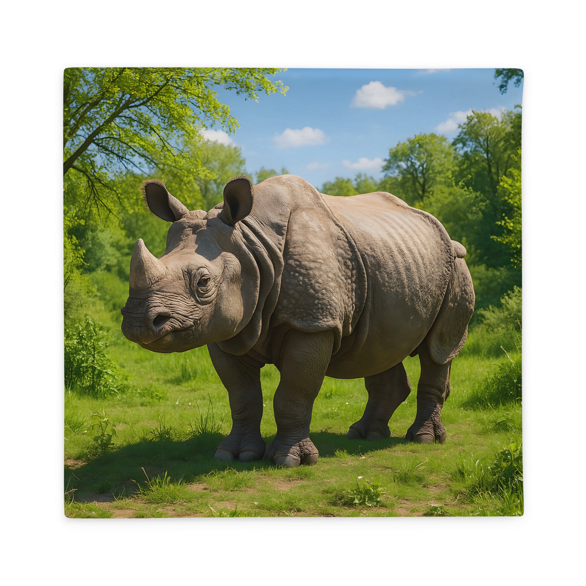 Panzernashorn Kissenbezug aus Polyester mit Tiermotiv