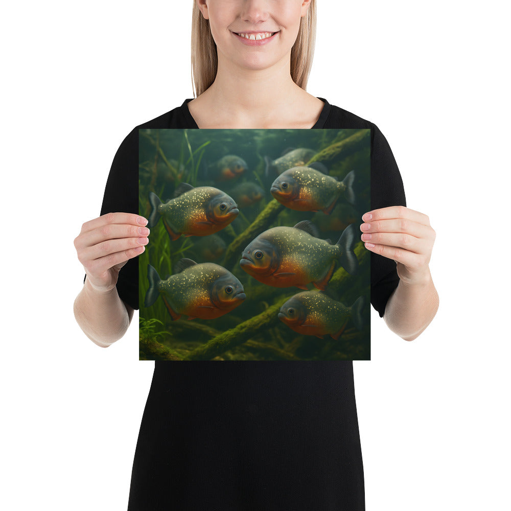 Piranha Wandbild – moderne Tierillustration für Wohnzimmer und Büro