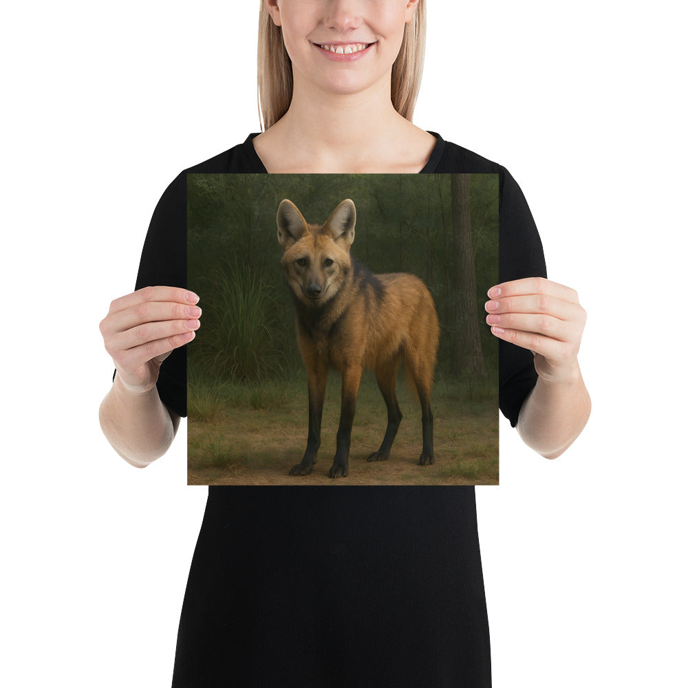 „Porträt eines Mähnenwolfs – kunstvoller Wanddruck“