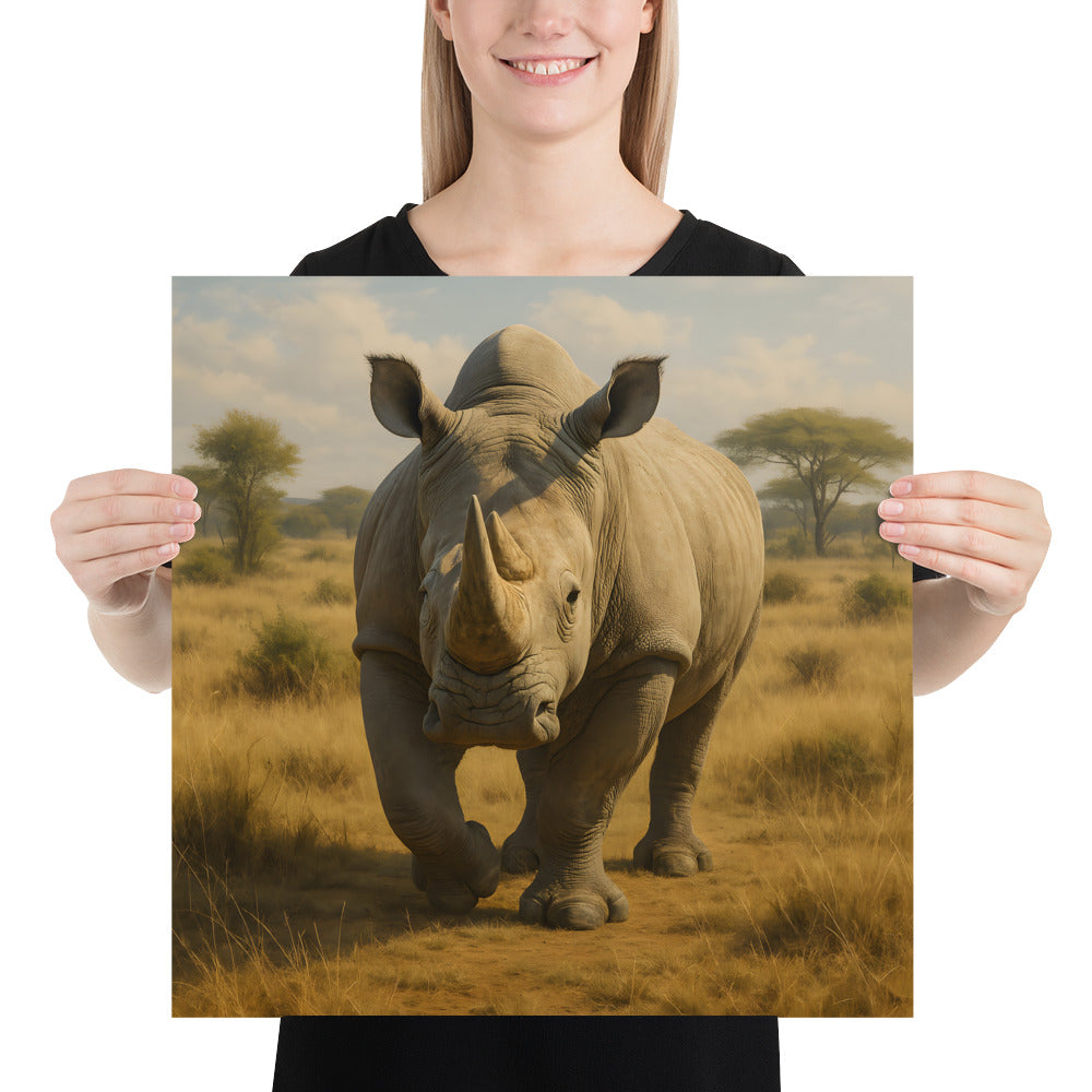 Poster Nashorn Nahaufnahme – moderne Tierkunst in Farbe