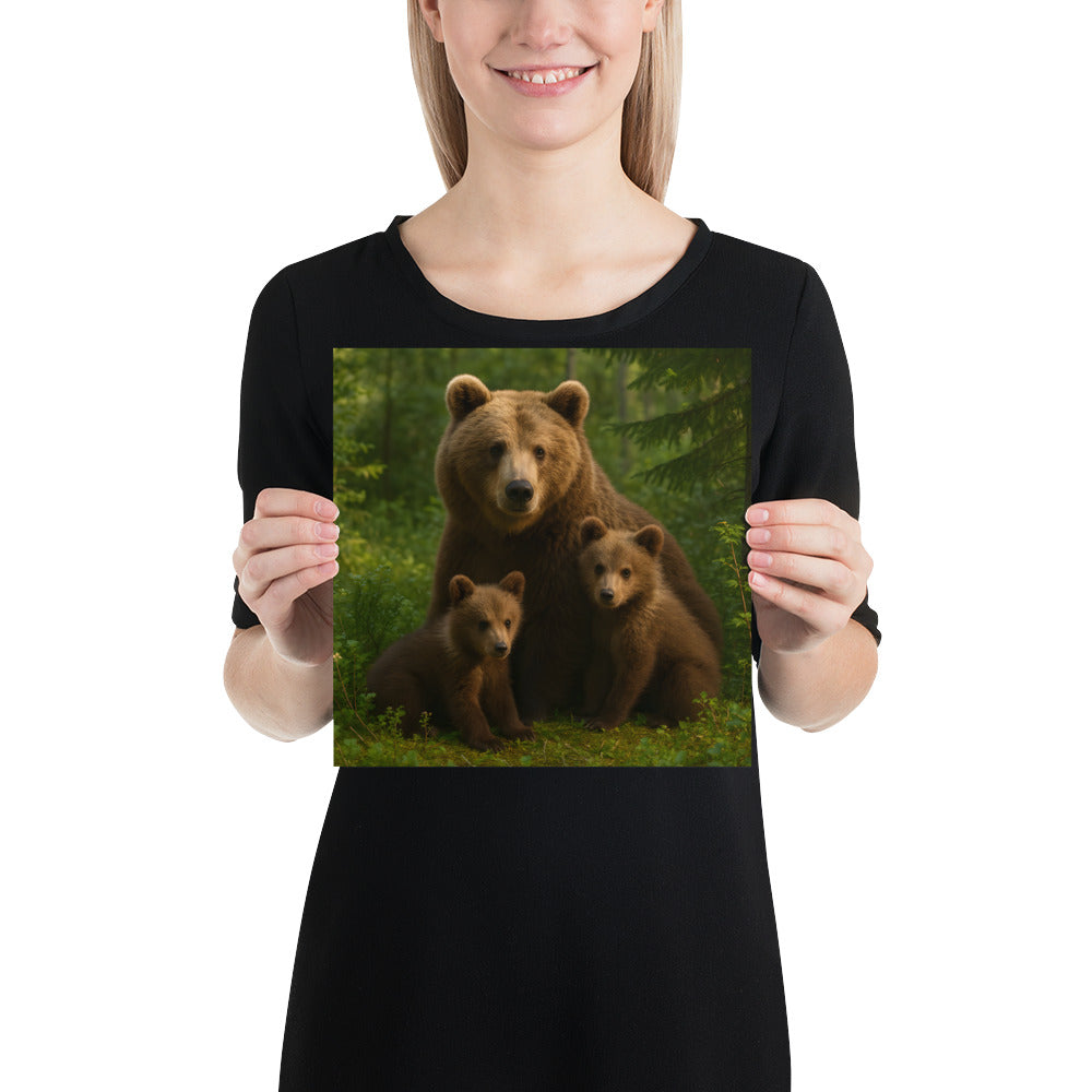 Poster mit Braunbär-Motiv für natürliche Wanddeko
