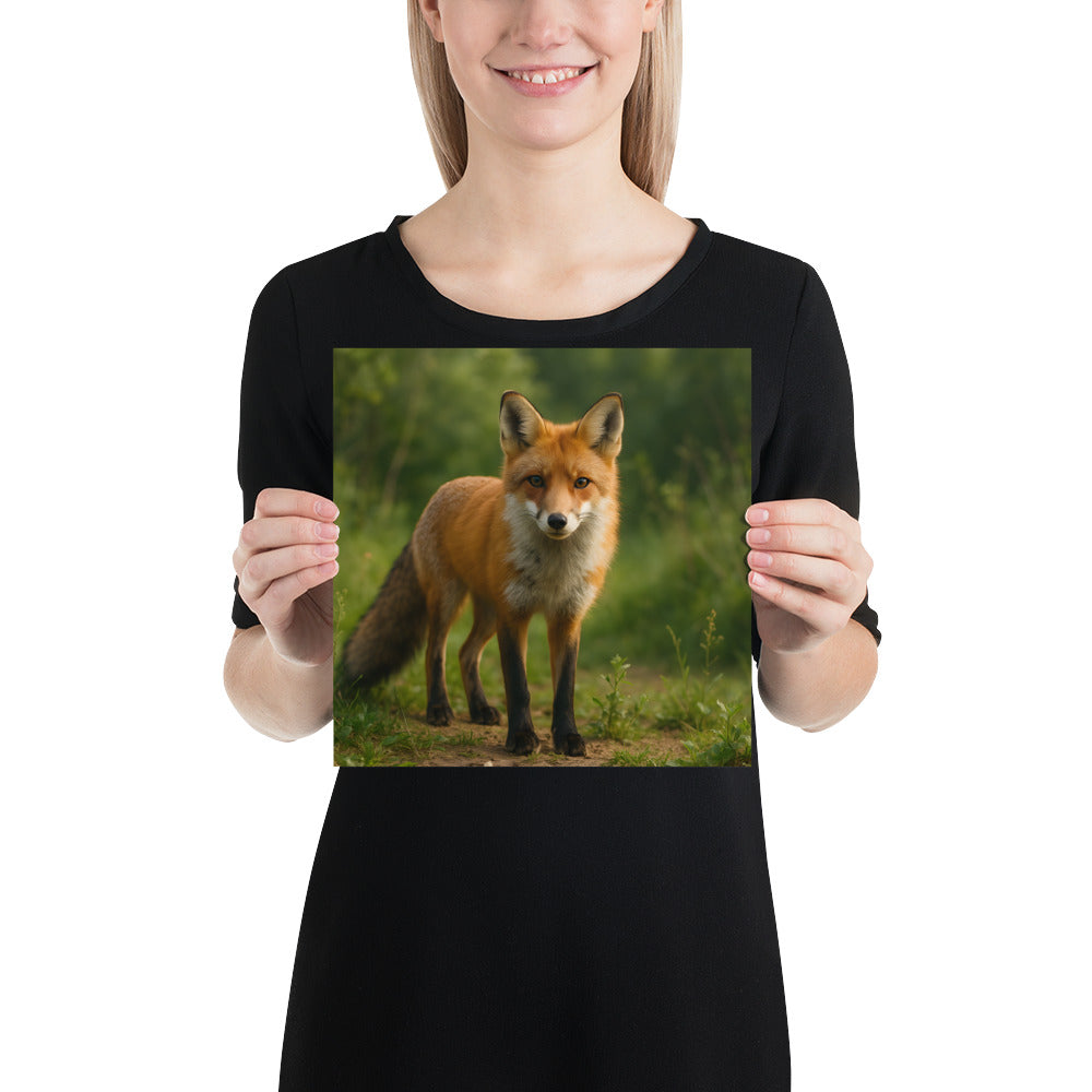 „Poster mit Fuchsillustration in kräftigen Farben – ideal für Wohnzimmer, Kinderzimmer und skandinavische Deko.“