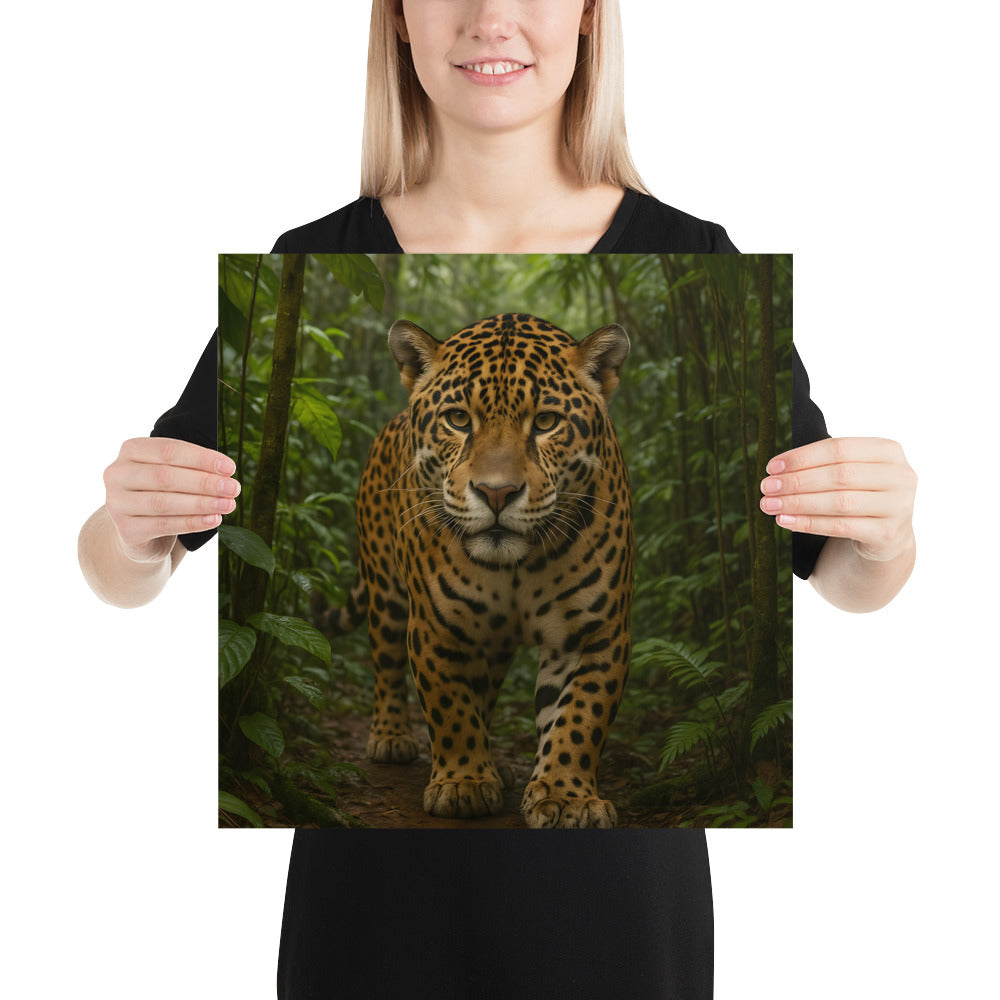 „Poster mit kunstvoll gestaltetem Jaguar als Tiermotiv“