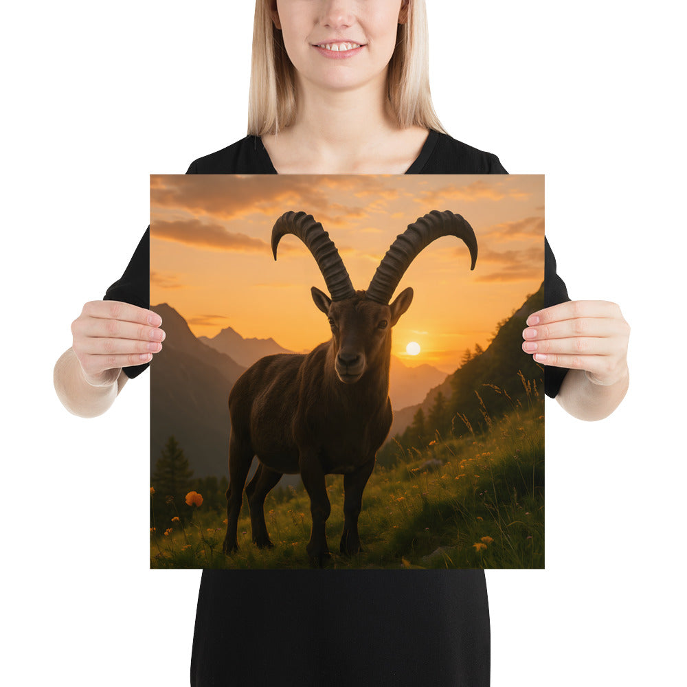 Poster mit majestätischem Alpensteinbockmotiv für moderne Wanddekoration