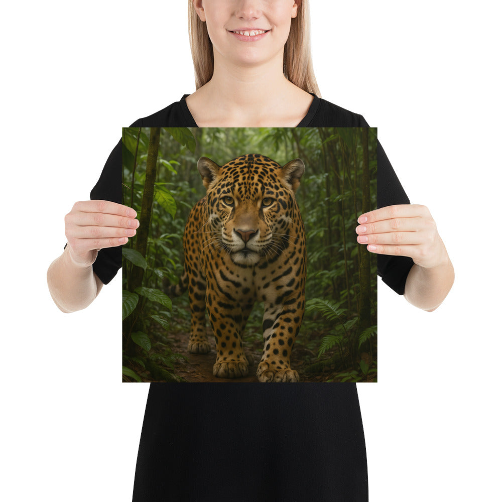 „Posterprint eines Jaguars in realistischer Tierillustration“