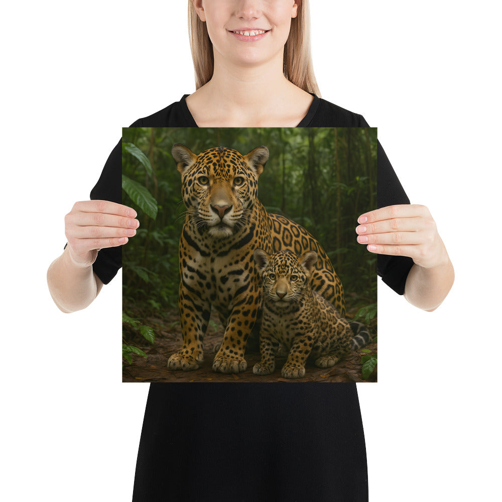 „Premium-Tierposter: realistischer Jaguar auf Fine-Art Papier“