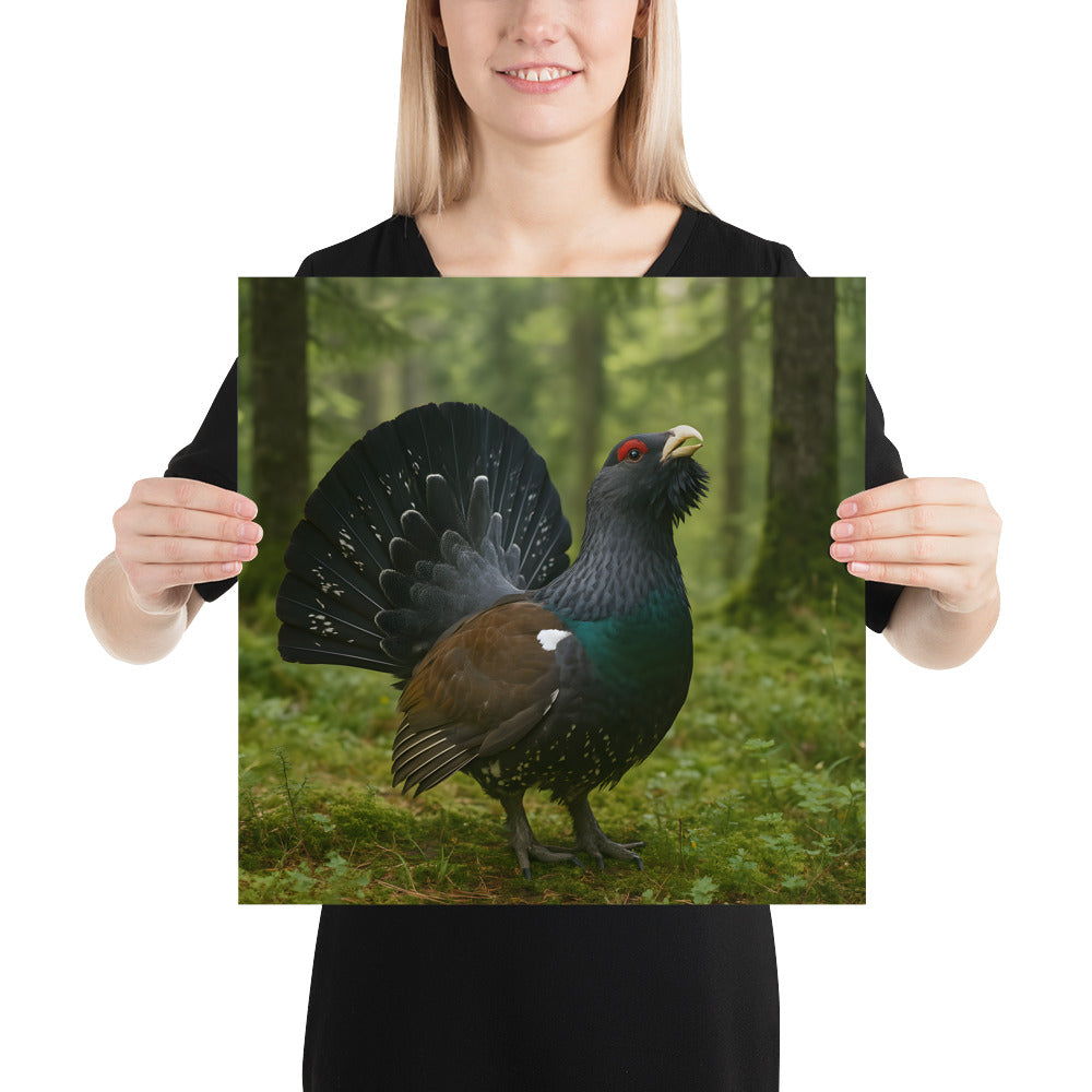 „Premium Auerhahn Kunstdruck mit brillanten Farben“