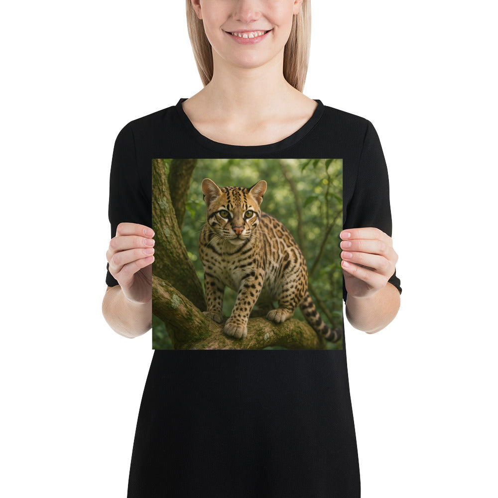 „Premium Ozelot Wandbild mit feinen Linien und realistischem Fellmuster.“