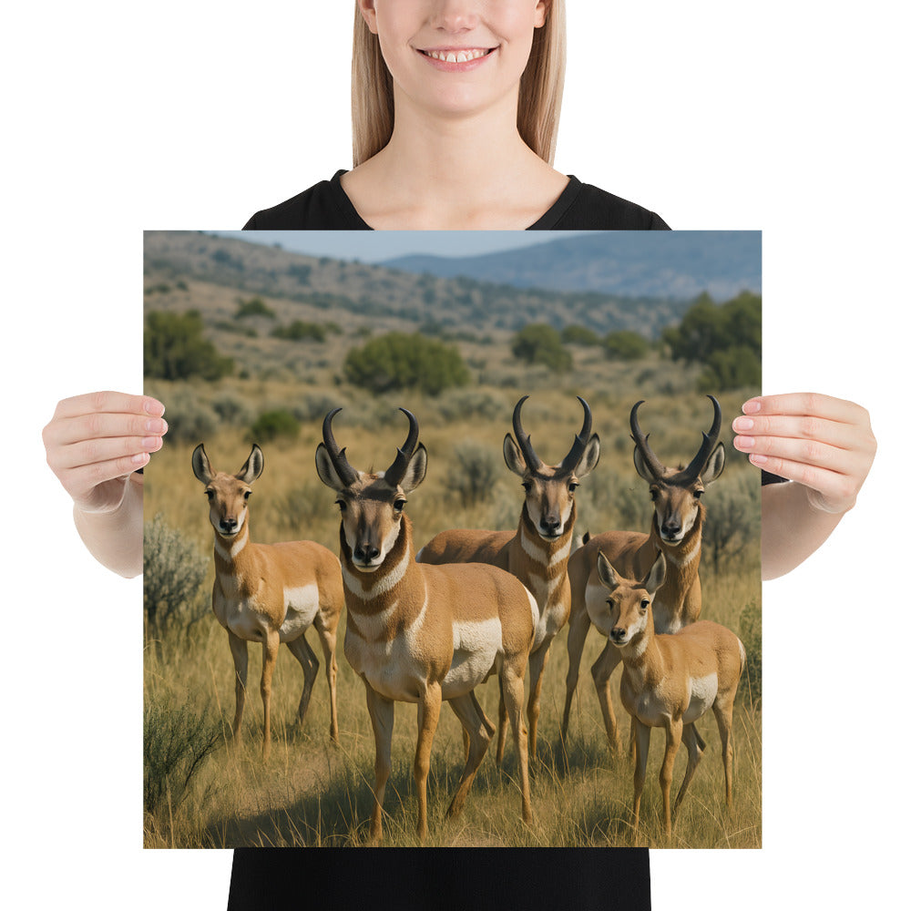 Premium Tiermotiv Poster – Gabelbock in voller Pracht