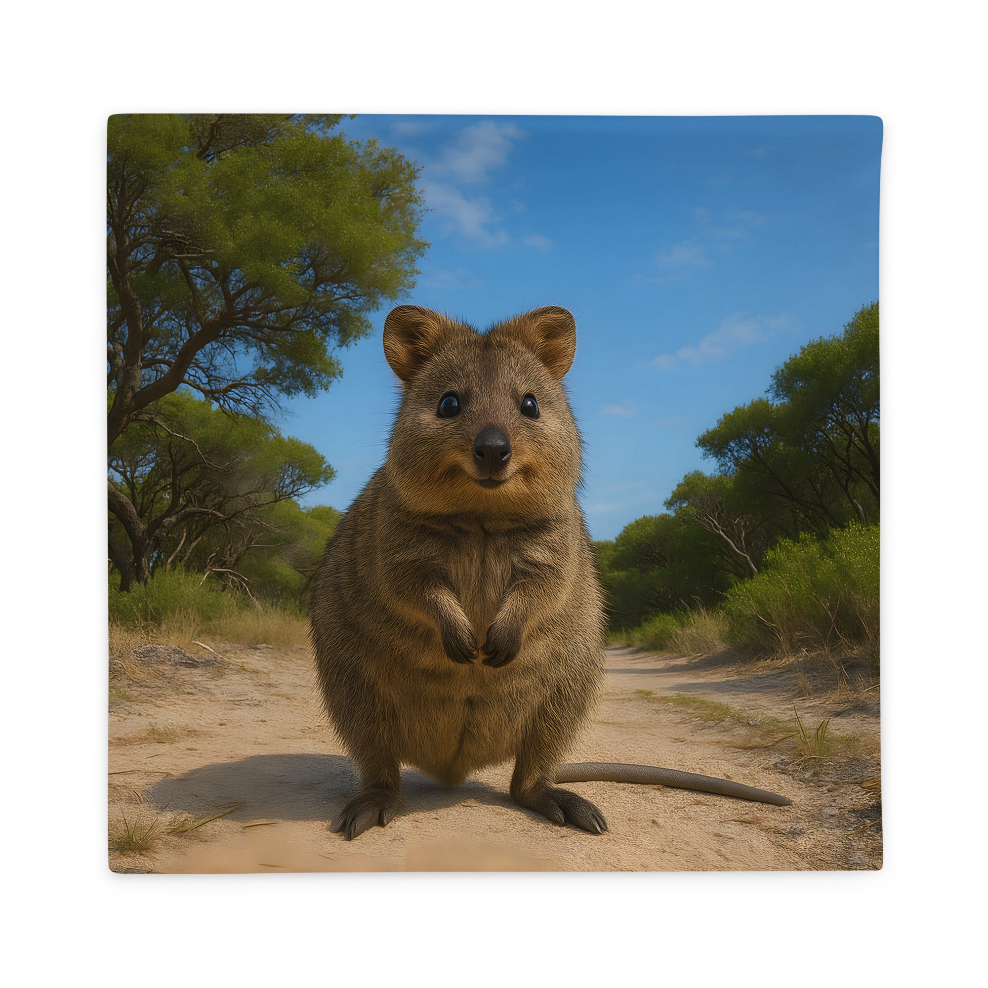Quokka Kissenbezug aus Polyester – Vorderansicht