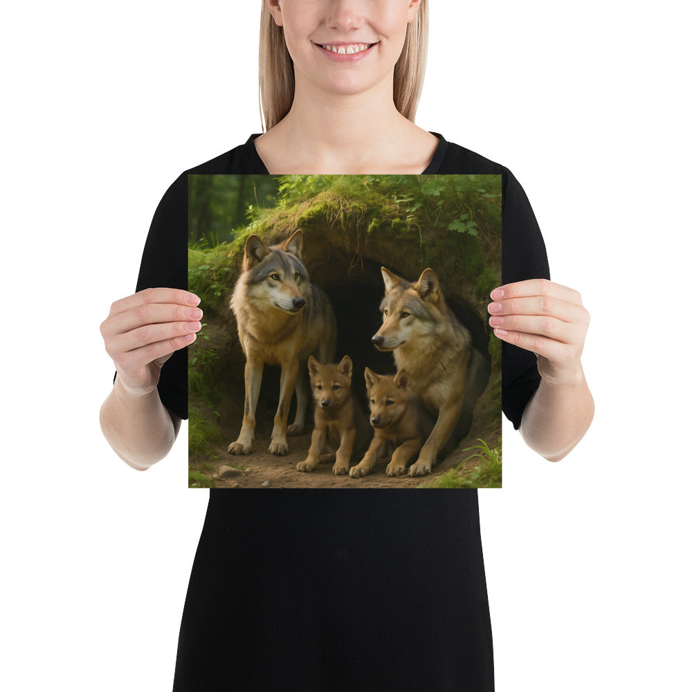 „Realistischer Wolf vor natürlichem Hintergrund als Poster“