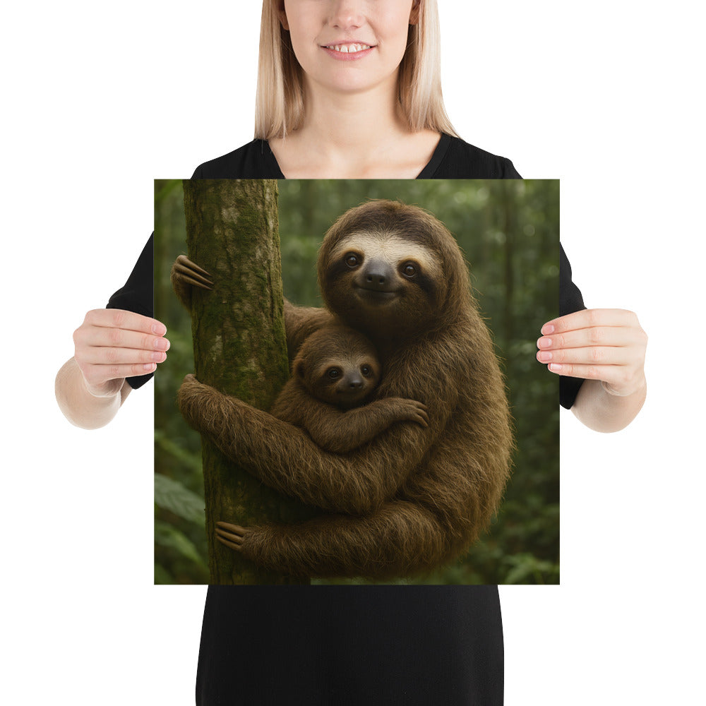 „Süßes Faultier Poster als Deko im Kinderzimmer oder Home-Office – beruhigendes Tierbild auf Qualitätsdruckpapier“