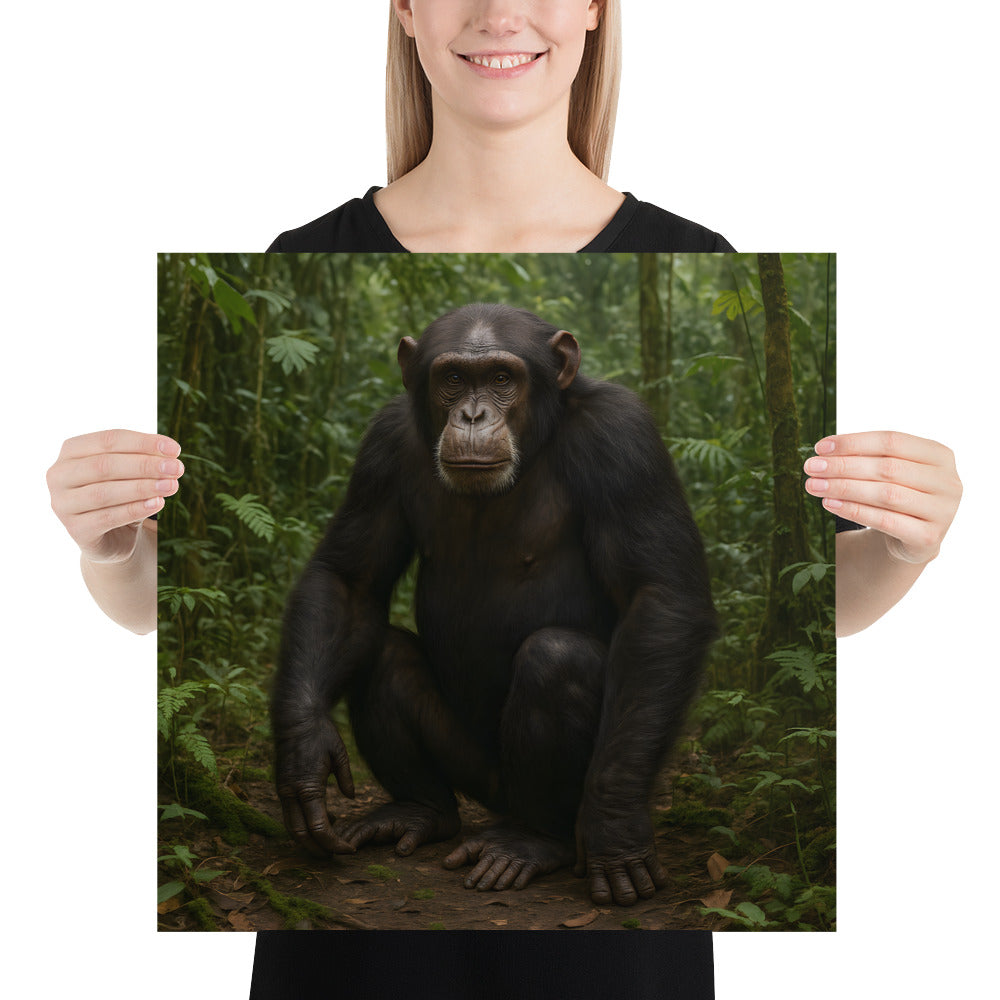 Schimpansenmotiv auf japanischem Papier – edler Tierdruck