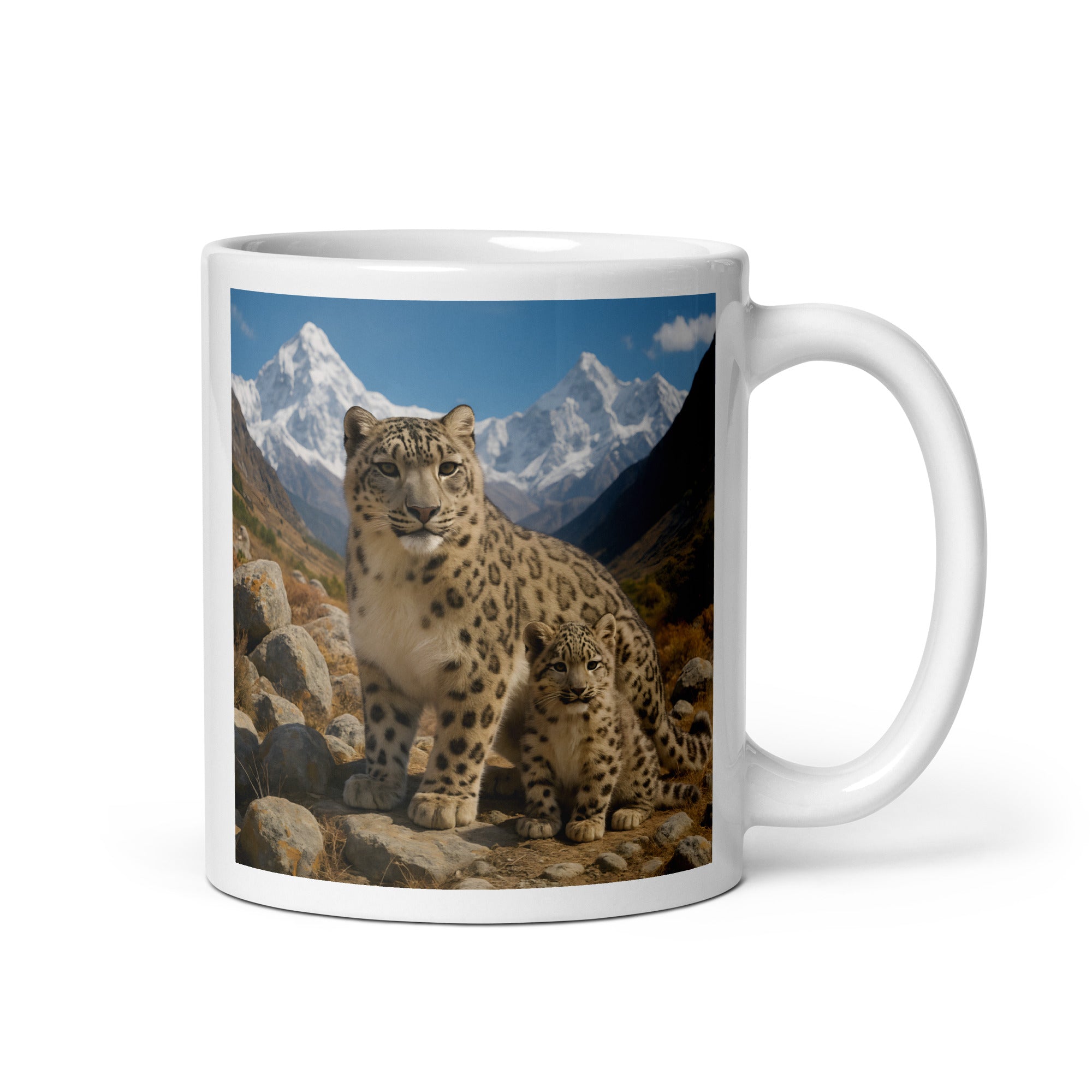 Schneeleoparden Kaffeetasse aus hochwertiger Keramik 11 oz