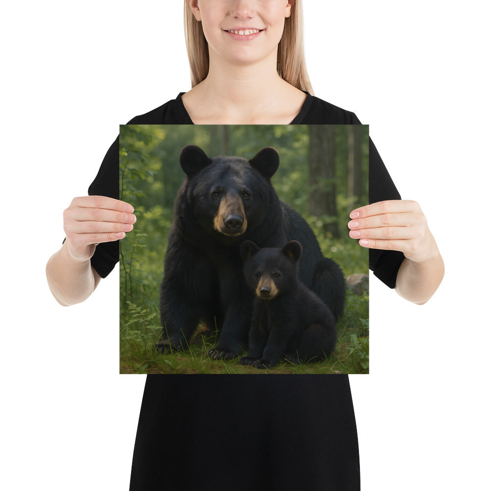 Schwarzbär steht im Wald – künstlerischer Druck auf 189 g/m² Papier