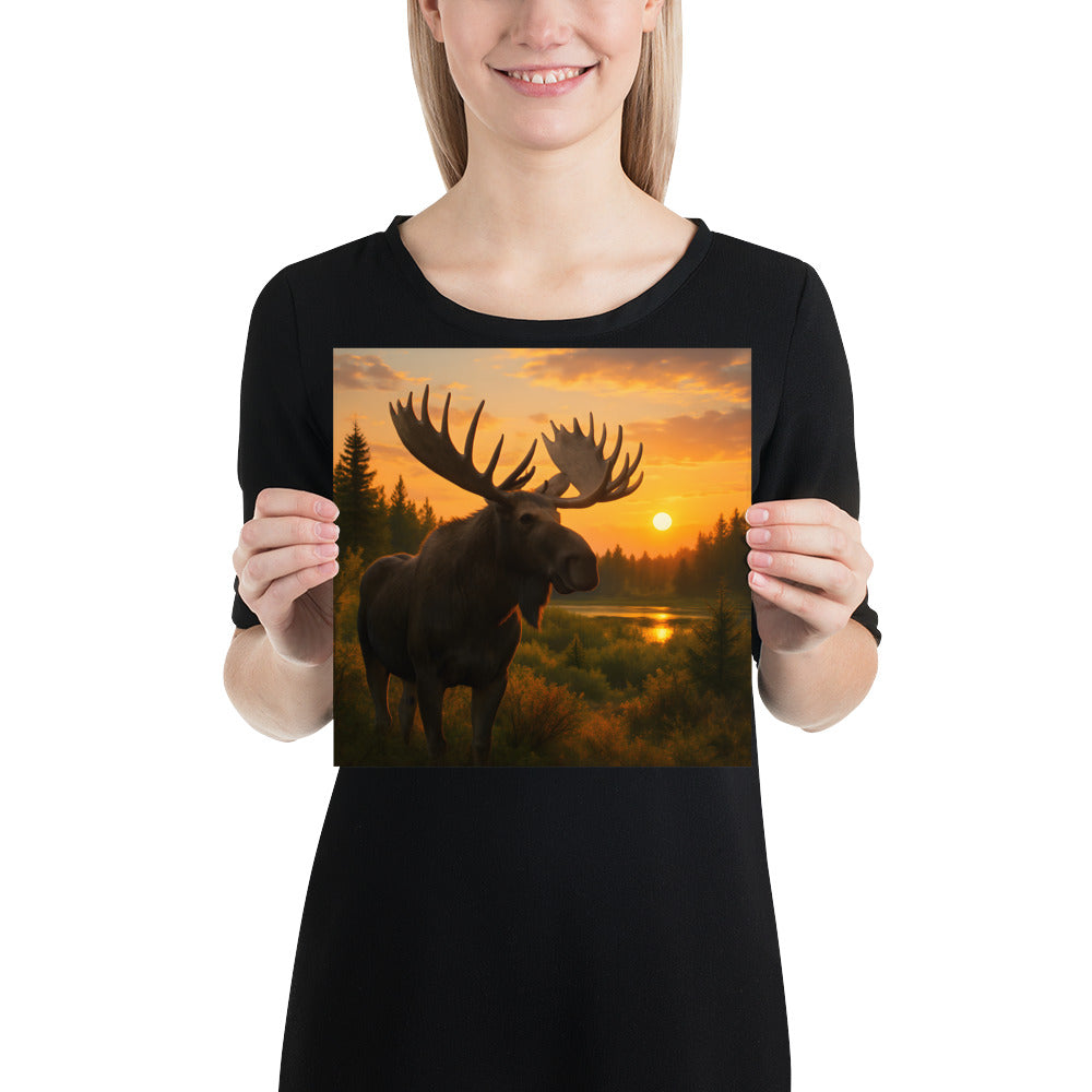 „Skandinavisches Elchmotiv auf stabilem 189 g/m² Papier als Wanddeko.“