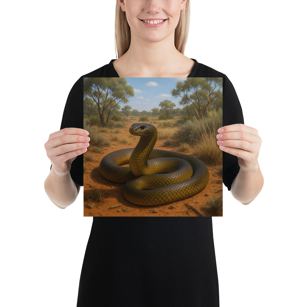 Taipan Schlangenposter als Wanddekoration in modernem Wohnzimmer