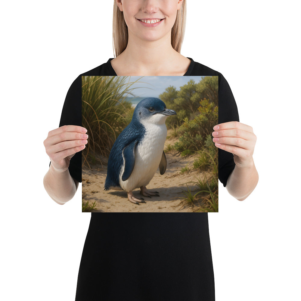 Tierposter Zwergpinguin in brillanten Farben auf japanischem Qualitätsrohpapier