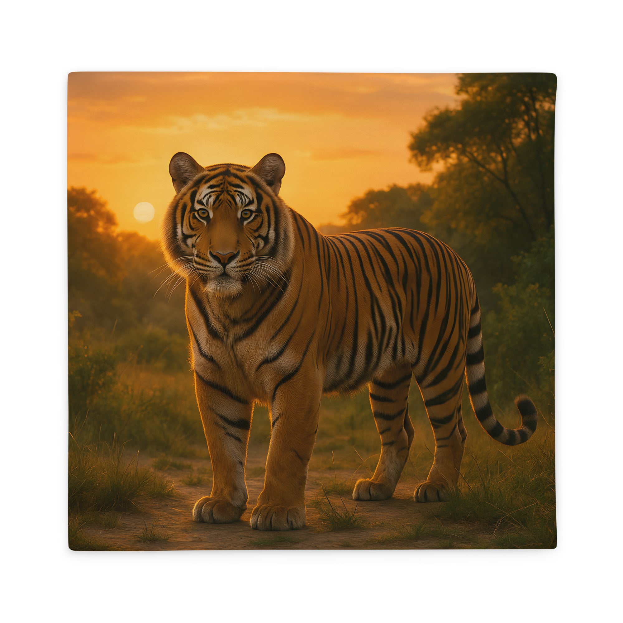 Tiger-Kissenbezug aus 100 % Polyester mit realistischer Tigerillustration