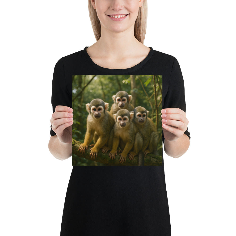 „Tropische Tierillustration: Totenkopfäffchen Poster in brillanter Druckqualität“