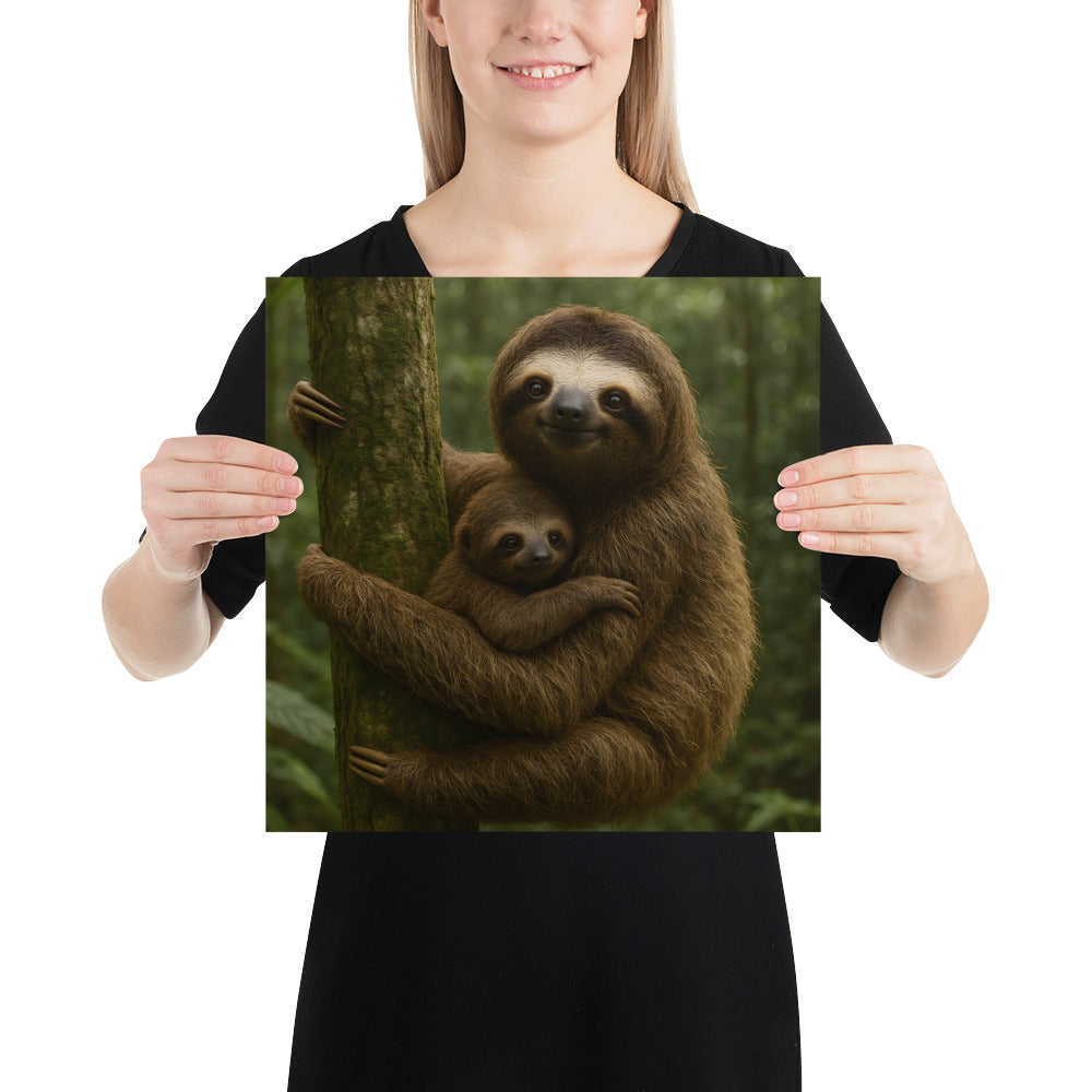 „Ungerahmtes Faultier Poster als Geschenkidee – hochwertiger Kunstdruck auf japanischem Premiumpapier“