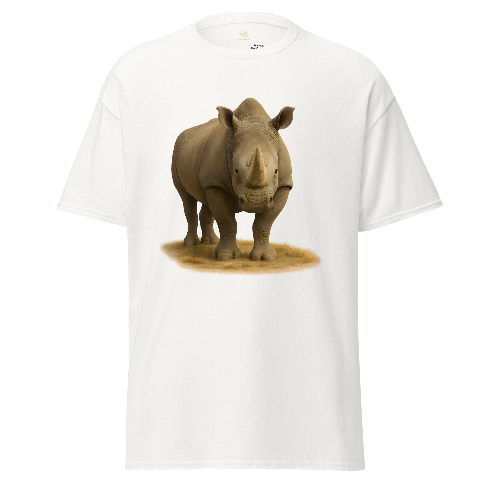 Unisex Baumwollshirt mit Nashorn-Motiv in hoher Druckqualität