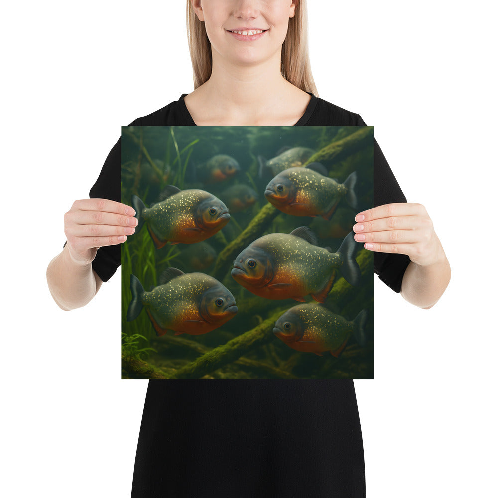 Unterwasser Piranha Illustration – dekoratives Kunstposter